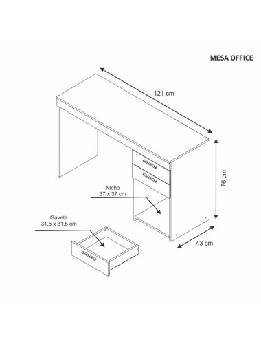 Mesa de Computador Escrivaninha Office Móveis Notável